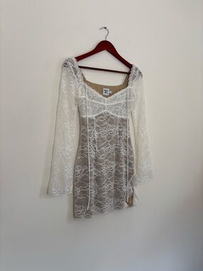 Princess Polly white lace mini dress - size 4